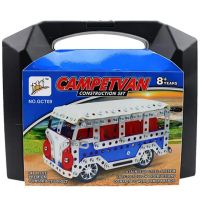 Campervan model autobusu kovová stavebnica, 348 dielny set v kufri