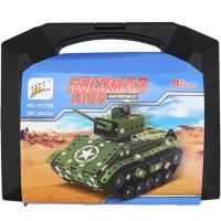 Model tanku Sherman kovová stavebnica 287 dielny set v kufri
