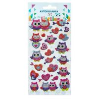 The Littlies: Lesklá sova 3D pufová nálepka set 10x22cm na hárku