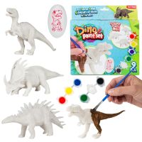 Dino Paint Set: Maľovateľná figura dinosaura s farbami a štetcom 9-dielna sada