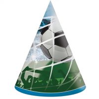 Futbalová narodeninová párty čiapka s motívom gólovej radosti, sada 6 ks.