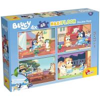 Bluey a priatelia 2 v 1 4x48-dielne maxi podlahové puzzle a omaľovánka 35x25 cm - Lisciani