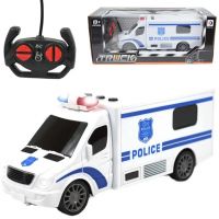 RC policajný minibus na diaľkové ovládanie so svetelnými a zvukovými efektmi, mierka 1/24, 20 cm