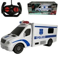 RC Policajný mikrobus na diaľkové ovládanie so svetelnými a zvukovými efektmi, mierka 1:18, 20 cm