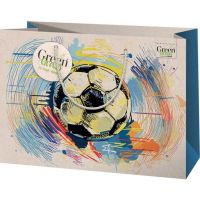 Zelená trávna futbalová lopta s potlačou prémiová veľká darčeková taška 26x13x33cm