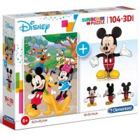 Disney: Mickey Mouse 104 dielne puzzle + 3D Mickey model - Clementoni - d/i/disney-mickey-mouse-104-dielne-puzzle-3d-mickey-model-clementoni.jpg