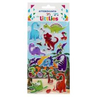 The Littlies: 3D pufová nálepka set s dinosaurím vzorom 10x22cm na hárku