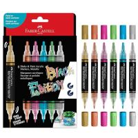 Faber-Castell: Black Edition Shake & Paint obojstranná metalická sada farebných popisovačov 6 ks so šírkou hrotu 3 mm a 1 mm