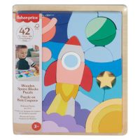 Fisher Price: Wood drevená vesmírna skladačka - Mattel