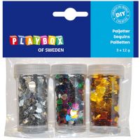 PlayBox: Dekoračné srdcia v rôznych farbách, balenie 3x12g