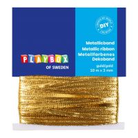 PlayBox: Strieborná farba, kovová dekoračná stuha 10m x 3mm