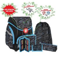 Spirit: Football ergnomická školská taška s 3D vzorom a LED svetlom 5-dielny set 34x22x41cm