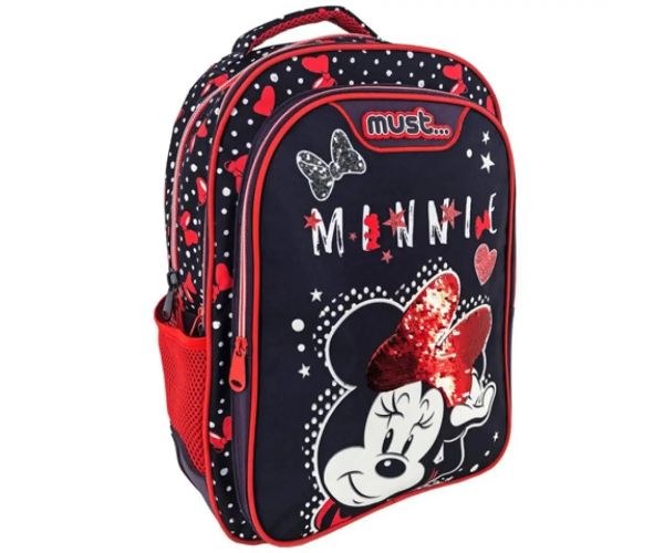 Must: Minnie Mouse tmavomodrá-červená školská taška, batoh 32x18x43cm