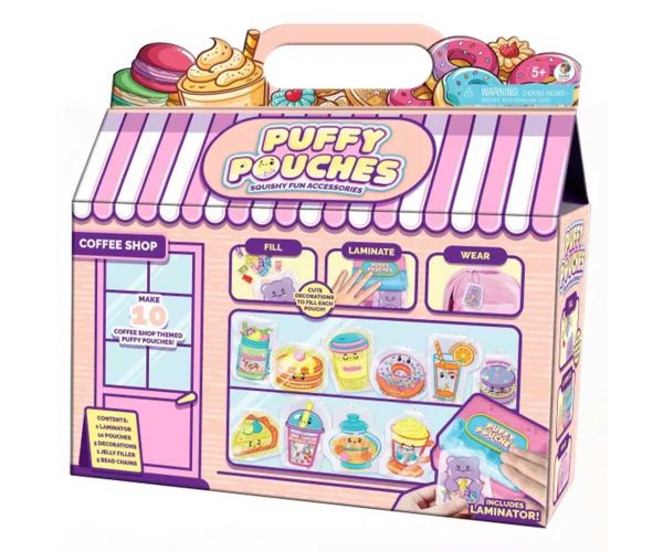 Puffy Pouches: Pufi charm design set - kaviareň