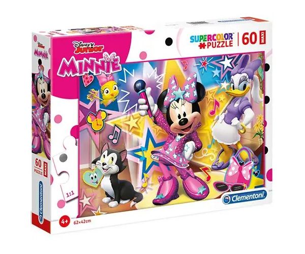Minnie Mouse a jeho šťastní pomocníci Supercolor Maxi puzzle 60ks - Clementoni