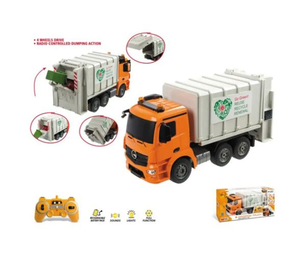 RC Mercedes Arocs smetiarske auto s diaľkovým ovládaním 1:20 so svetlom a zvukom 2,4 GHz