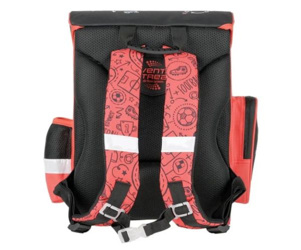 Football čierno-červená ergonomická školská taška, batoh 36x27x14cm - Bambino