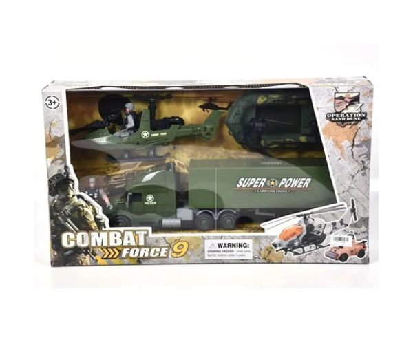 Combat Force 9 vojenský hrací set s vrtuľníkom a doplnkami
