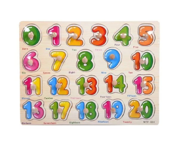 Čísla, drevené puzzle 0-20