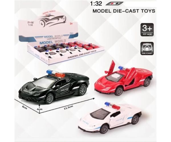 Lamborghini naťahovacie policajné kovové autíčko vo viacerých variantoch 1/32