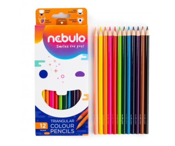Nebulo: 12 dielny set trojhranných farebných ceruziek