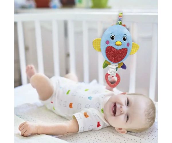 Naťahovací mäkký plyšový vtáčik s hudbou - Clementoni baby