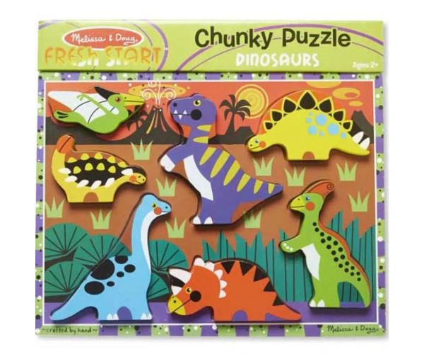 Dinozaurov ľahko uchopiteľný drevený tvarový puzzle - Melissa & Doug