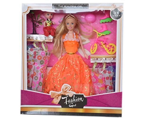 Fashion Girl: Bábika a detská bábika, set s bicyklom a príslušenstvom 28 cm