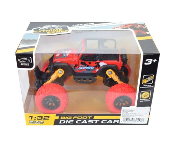 Off-Road naťahovacie červené terénne vozidlo Jeep 1/32