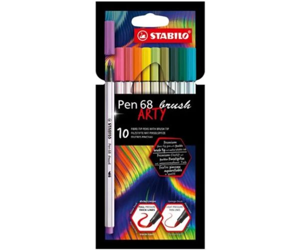 Stabilo: Pen 68 Brush ARTY 10 dielny set štetcových fixiek