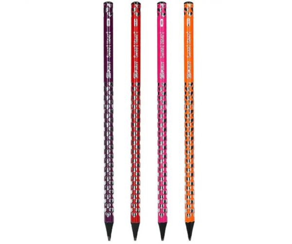 Spirit: Čierna trojhranná grafitová ceruzka HB so srdiečkovým vzorom a gumou 1ks