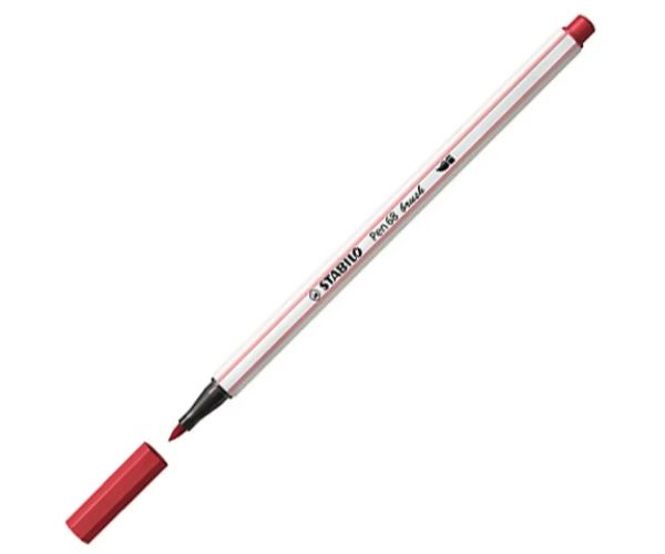 Stabilo: Pen 68 brush fixka v tmavo-červenej farbe