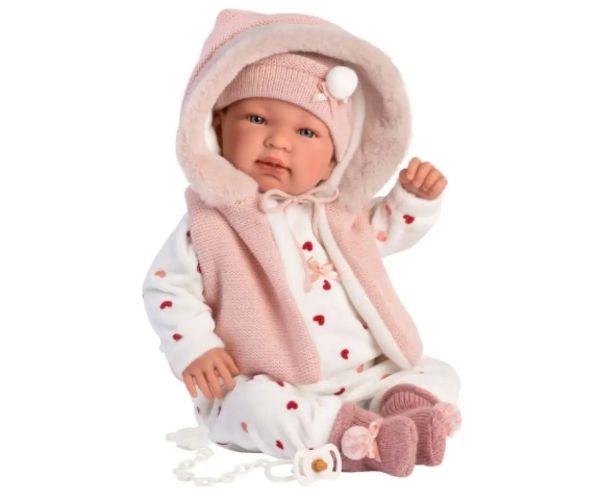 Llorens: Tina 44cm-ová plačúca bábika v ružovej veste
