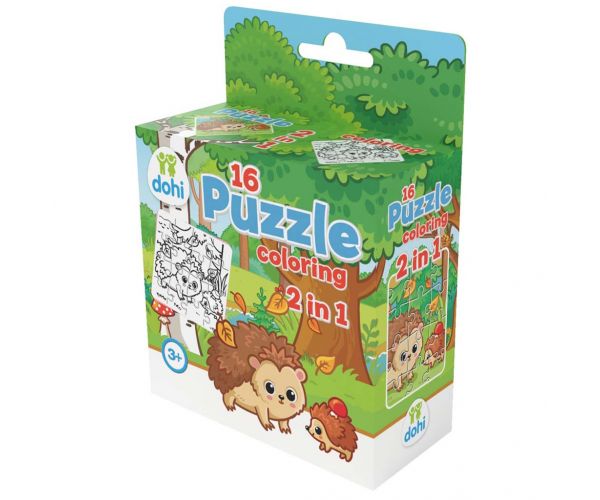 16 Darabos Színezős Puzzle 2 az 1-ben - Süni