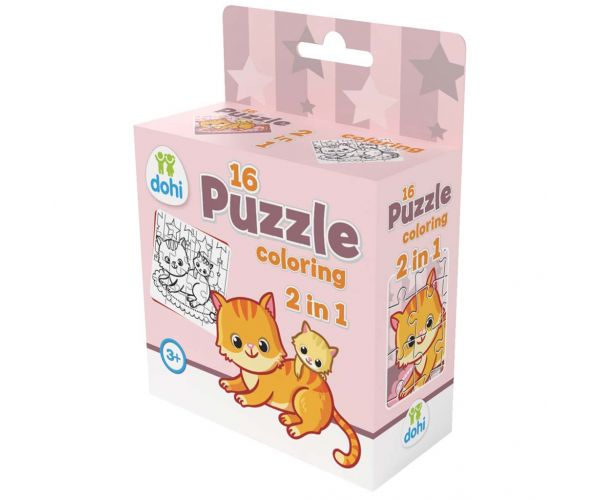 16 Darabos Színezős Puzzle 2 az 1-ben - Cica