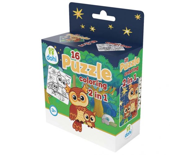 16 Darabos Színezős Puzzle 2 az 1-ben - Bagoly