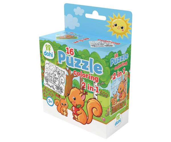 16 Darabos Színezős Puzzle 2 az 1-ben - Mókus