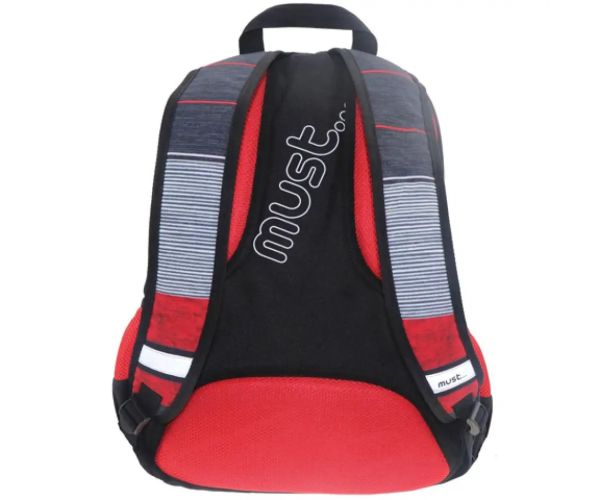 Must: Červeno-čierna školská taška 2v1 so štyrmi priehradkami, batoh 47x25x33cm