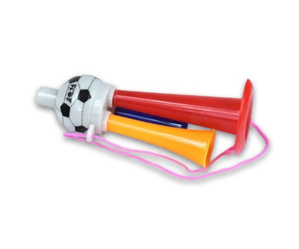 Trúbka na krk s trojitou gajdou - futbalový vzor 13cm