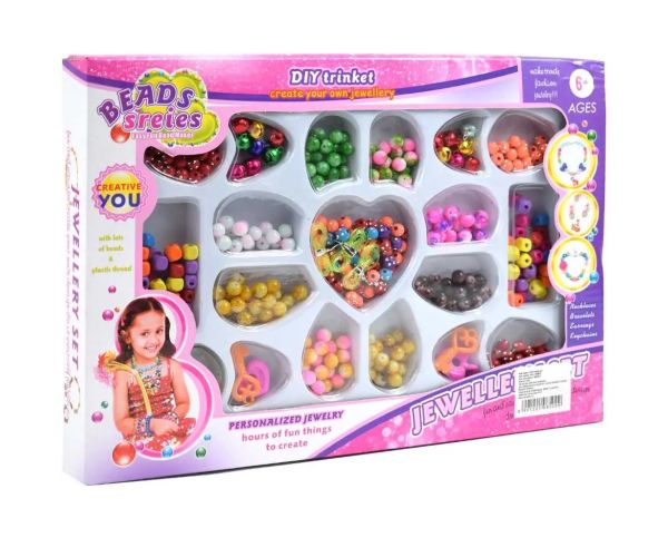 Beads Series set na výrobu šperkov, s korálkami, medailónom a doplnkami