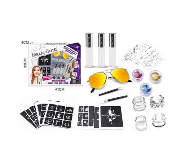 Beauty World: Beauty Bomb sľudové tetovanie set so slnečnými okuliarmi