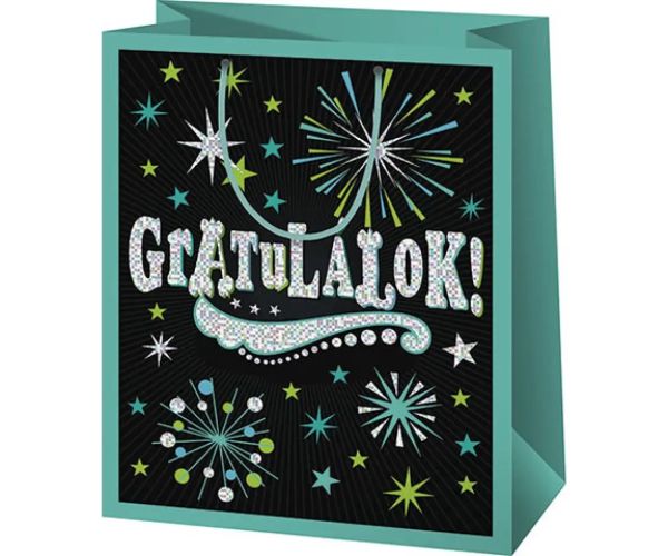 Gratulálok! zelená exkluzívna darčeková taška normálnej veľkosti 11x6x15cm