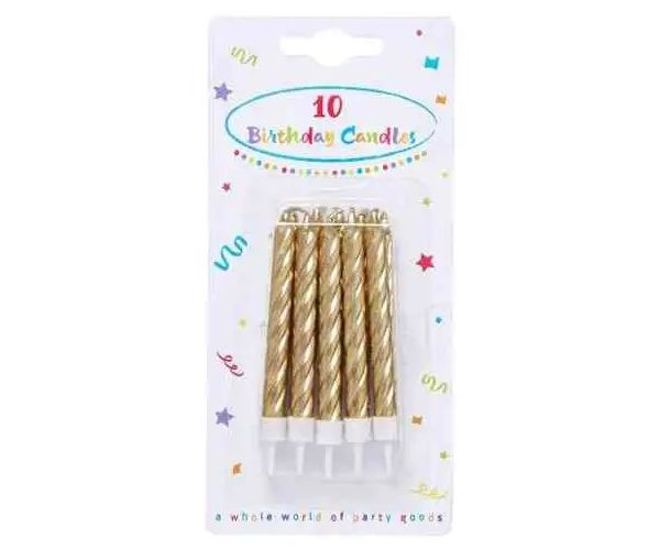 Skrútená zlatá sviečka 10 ks set