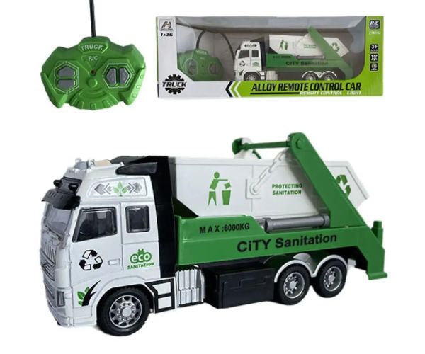 RC auto na prepravu odpadu alebo kontajnerov na diaľkové ovládanie so svetlom 27MHz 1/36 20cm v dvoc