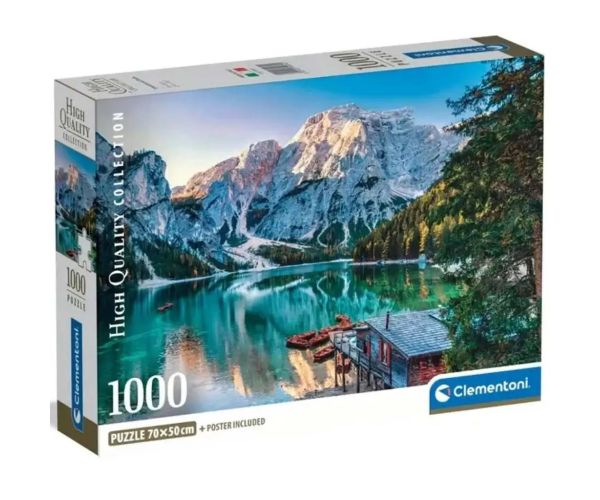 Jazero Braies s smaragdovou farbou 1000 ks HQC puzzle s plagátom - Clementoni