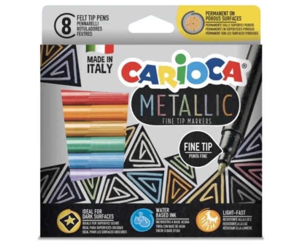 Metallic 8 dielny set farebných fixiek - Carioca