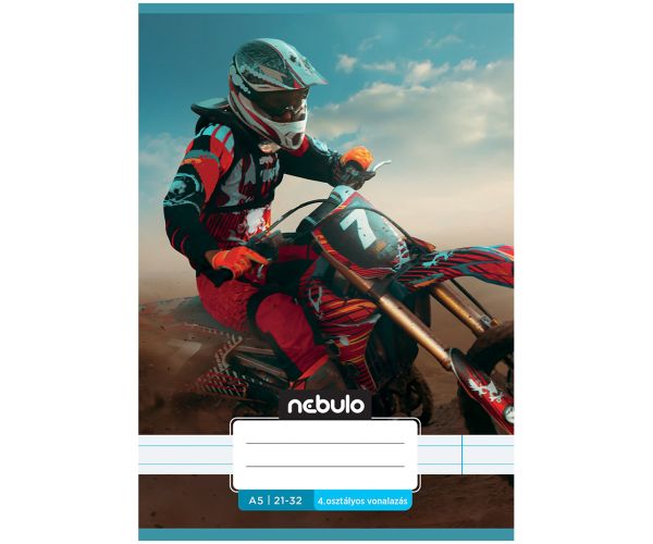 Nebulo: Zošívaný linajkový zošit pre 4. ročník s motívom pretekárskeho motora 21-32 A/5