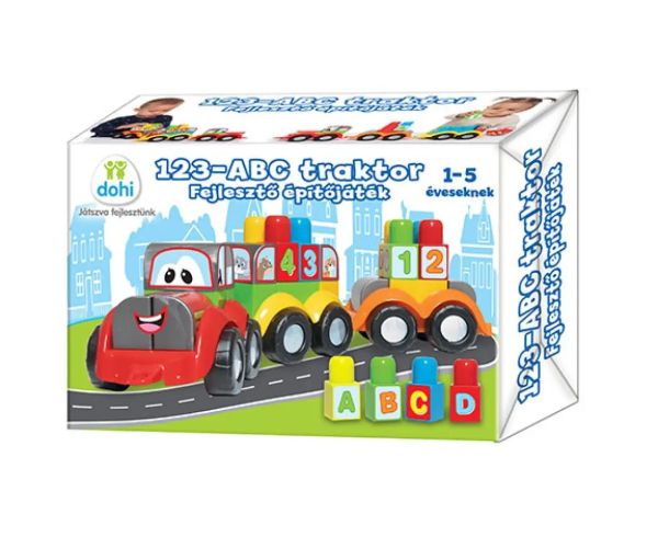 Traktor s číslami a písmenami - hračka na rozvoj zručností