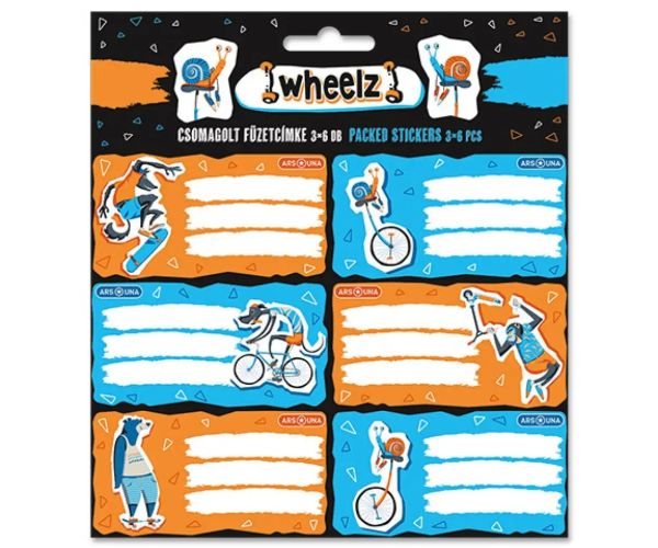 Ars Una: Wheelz štítky na zošity 3x6ks