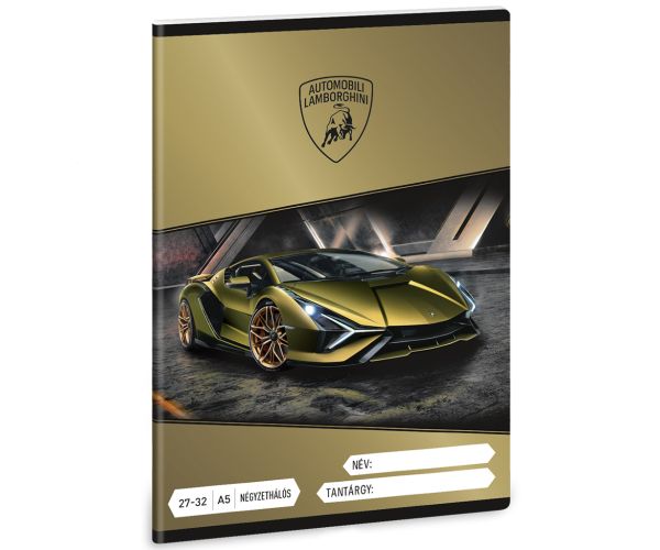 Ars Una: Žltý štvorčekový zošit s motívom Lamborghini, A5 27-32